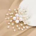 Elegant natural freshwater pearl wire-wrapped flower brooch for women luxury jewelry accessory - Five-Petal Flower Brooch