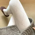 Women white knit tights autumn winter diamond pattern warm pantyhose daily wear soft - One Size / Cream White