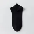 Calzini corti neri da donna, calze corte in cotone traspirante tinta unita per estate. - Nero