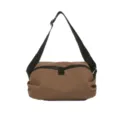Casual nylon crossbody bag for women, stylish brown shoulder bag with adjustable strap and zip. - Coffee