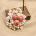 Elegant pink resin rose pearl brooch, exquisite wire-wrapped design for women's fashion. - Pink Resin Rose