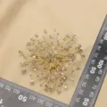 Exquisite beaded starburst brooch featuring sparkling grey crystals and delicate gold wire design. - Transparent Gray Snowflake Set Style