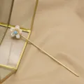 Elegante Perlenblume Haarnadel goldener Haarkamm klassischer Vintage Haarschmuck Damen - Aquamarinblaue Blumenhaarnadel