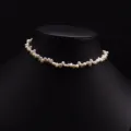 Natürliche Barock Perlen Choker Halskette, unregelmäßige Süßwasserperlen Schmuck für Damen. - Barock-Perlenstrang-Kette / Perlweiß