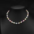 Bunte Herz Barock Perle Halskette trendige kurze Clavicle Kette Modeschmuck Geschenk - Halsketten-Sets mit bunten Herz-Zwischenstücken
