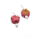 Rosa geschnitzte Blumen Perlen Ohrringe Variante, elegantes Nische 925 Silber Schmuck. - Korallenblumen-Haken