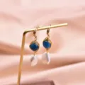 Handgefertigte Drahtwickel blaue Perle Barock Perle Ohrringe elegante goldene Ohrhänger - Apatit Barock Wassertropfen Perlenohrringe