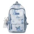 Blauer Schmetterling Druck Schulrucksack mit grosser Kapazitaet fuer Studenten - Rucksack / Blau