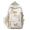 Chic Vintage Schmetterling Druck Segeltuch Rucksack mit praktischen Taschen und Anhänger. - Rucksack / Khaki