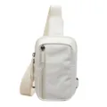 White grid chest bag detail, zipper pocket, adjustable strap, casual outdoor design. - Off White