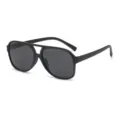 Lunettes de soleil noires tendance à double pont, grand cadre rétro pour look quotidien. - Monture noir sable verres gris