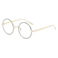 Gafas redondas clásicas de metal anti luz azul para hombre y mujer, montura vintage. - Filtro de luz azul / Negro Dorado