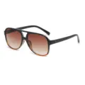 Lunettes de soleil retro oversize a double pont avec verres degrades marron tendance. - Noir Léopard Dégradé Verres Thé