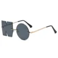 Modische unregelmäßige N-förmige Party Sonnenbrille mit Metallrahmen und grauen Gläsern. - Goldener Rahmen Schwarzgraue Linse (C1)