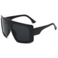 Oversized flat top shield sunglasses for men and women, black thick frame sun glasses. - Black Frame / Black Lens