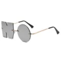 Unregelmäßige Buchstaben N Form rahmenlose Sonnenbrille Party Metallgestell Neuheit Brille gold - Goldrahmen Weiß Spiegelnd (C2)