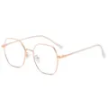 Modische unregelmäßige Metallbrille mit klaren Blaulichtfilter Gläsern für den täglichen Gebrauch. - Goldener Rahmen