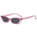 Gafas de sol de ojo de gato estrechas rosas elegantes de mujer moda vintage verano UV400 - Estilo de Ojo de Gato Europeo (C3) / Montura Rojo Profundo Lentes Negros