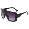 Oversized square sunglasses for men and women, featuring gradient lenses and bold black frames. - Black Frame Gradient Grey