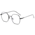 Koreanischer Stil unregelmäßige Blaulichtfilter Brille, schwarzer Metallrahmen optische Brille. - Schwarzer Rahmen