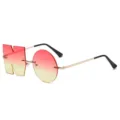 Rot Gelber Farbverlauf NO Buchstaben Form Sonnenbrille Party Neuheit Modische Brille - Goldrahmen Rot Gelb Farbverlauf (C5)
