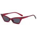 Rote kleine Katzenauge Sonnenbrille fuer Damen, stilvolle retro UV-Schutz Mode Brille. - C3 / Transparenter roter Rahmen graue Linse
