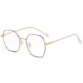 Moderne unregelmäßige Metallrahmen Anti-Blaulicht Brille für Damen und Herren Optik - Schwarz Gold