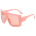 Oversized pink flat top shield sunglasses, fashion oversized sun glasses for women and men. - Pink Frame Pink Lens