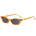 Orange Strass Katzenaugen Sonnenbrille für trendigen Hip-Hop Streetstyle und UV. - C4 / Durchsichtiger Oranger Rahmen Schwarz Graue Linse
