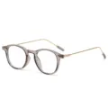 Gafas redondas anti luz azul de moda montura gris transparente patillas doradas - Gris Transparente