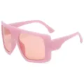 Oversized pink flat top shield sunglasses for women and men, fashion streetwear eyewear. - Pink Purple Frame Pink Lens