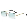 Damen rahmenlose Farbverlauf Sonnenbrille mit goldfarbenen gedrehten Bügeln und Stil. - Goldrahmen Grün Verlauf