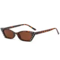 Schicke Strass-Katzenaugen-Sonnenbrille mit Schildpatt-Rahmen und braunen Gläsern für Damen. - Schildpatt Rahmen Tee Gläser