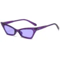 Damen lila transparente schmale Katzenaugen Sonnenbrille stilvolle UV Schutz Sonnenbrille - Durchsichtiger Lila Rahmen Lila Linsen