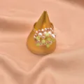 Natürliche Perle Blumen Offener Ring Vergoldet Vintage Retro Finger Schmuck Geschenk - Staubblatt Ring Stil