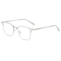 Klares Halbmetall-Gestell Blaulichtfilter Brille quadratisch optische Brille INS Stil. - Weiß Silber Blaulichtschutz C6