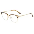 Retro Halbrand Blaulichtfilter Brille mit Schildpatt und goldenem Metallgestell fuer Alltag. - Leopard Gold Blaulichtschutz C2