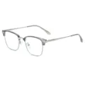 Modische Halbrand Blaulichtfilter Brille mit silbernem Metall und klarem quadratischen Rahmen. - Grau Silber Blaulichtschutz C3