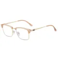 Occhiali uomo semimontatura anti luce blu stile daffari leggera montatura ottica chiara - Montatura Marrone Trasparente Oro Anti-Luce Blu C5