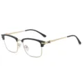 Men's business semi-rimless anti-blue light glasses with lightweight metal and black frame design. - Black Gold Frame Anti-blue Light C1