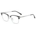 Blaulichtfilter Halbrand Brille, schwarzes silbernes quadratisches optisches Brillenglas Modell. - Sand Schwarz Silber Blaulichtschutz C5