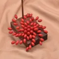 Handcrafted red bead flower brooch elegant wired floral pin jewelry accessory for women - Large Rice Windfire Wheel Brooch