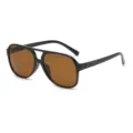 Lunettes de soleil rétro à double pont avec monture noire épaisse et verres marron mode chic - Monture Noire Verres Marron