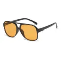 Lunettes de soleil rétro oversized à double pont avec monture noire et verres orange. - Monture Noire Verres Orange
