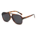 Lunettes de soleil vintage écaille double pont tendance verres surdimensionnés pilote unisexe - Monture Écaille Verres Gris