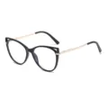 Fashion cat eye anti blue light glasses with metal frame for women daily office wear chic style - Anti blue light / Glossy Black With Gold Temple C1