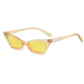 Transparente orangefarbene Katzenaugen Sonnenbrille mit gelben Gläsern Damen UV Schutz. - Transparent Gelb Rahmen Gelbe Linsen