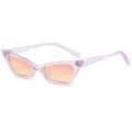 Transparente violette Katzenauge Sonnenbrille mit Farbverlauf fuer Damen Brille UV400 - Hellvioletter Rahmen Pink-Gelber Farbverlauf