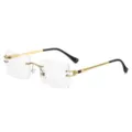 Bügellose Modesonnenbrille, quadratische Gläser, goldene Metall-Seilbügel, Damen chic. - Goldrahmen Klare Gläser