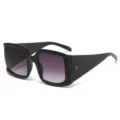 Oversized square sunglasses for women men retro thick frame shades UV protection stylish - Black Frame Gradient Grey
